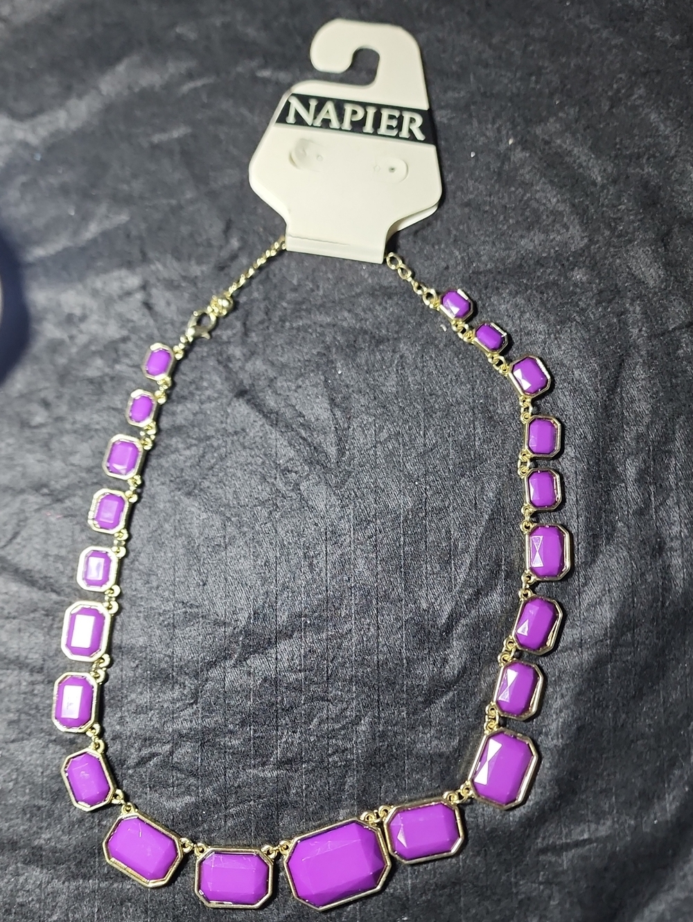 Napier Gold-Tone Necklace with Bright Purple Stones